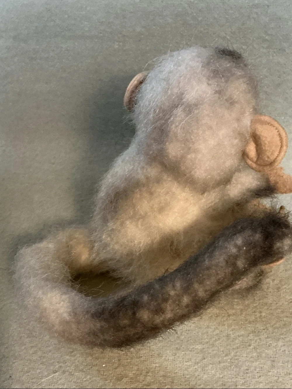 Plush Monkey Small Pet Toy in Gray and Cream